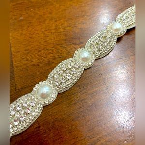 David’s Bridal Scalloped Crystal and Pearl Bridal Sash
